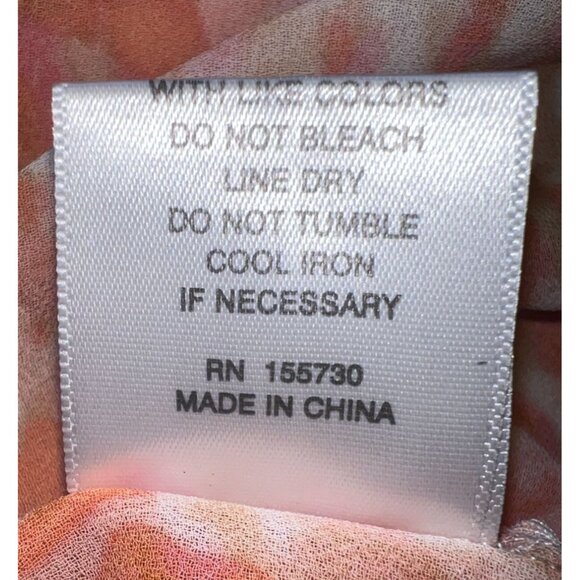 Rose + Olive Womens Small Orange & Pink Smocked Peplum Blouse Long Sleeve - Picture 10 of 10